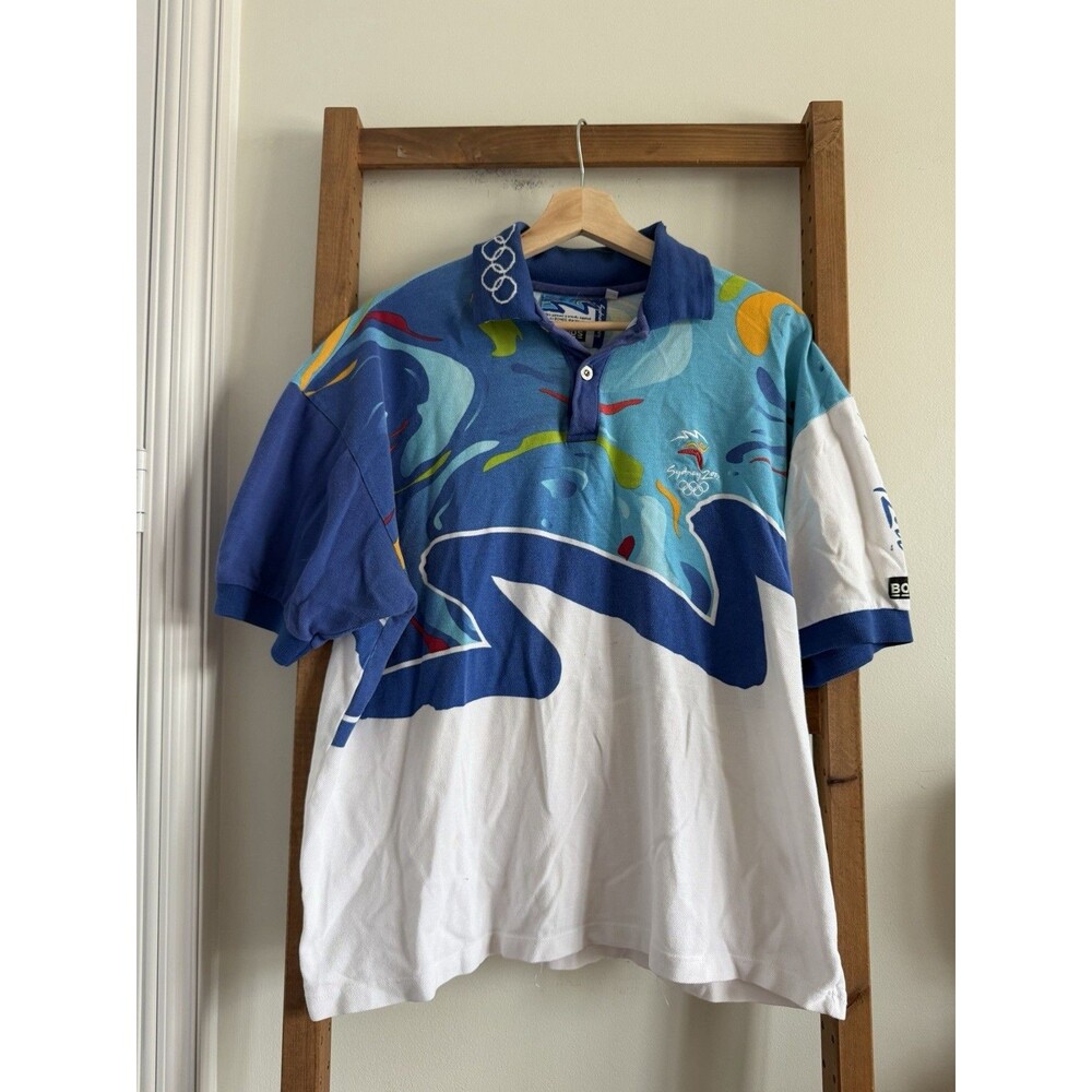 Vintage Sydney 2000 Olympic Games Polo Shirt Medium XL Bonds Graphic Sports Top